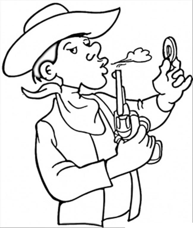 Cowboy avec des Pistolets coloring page