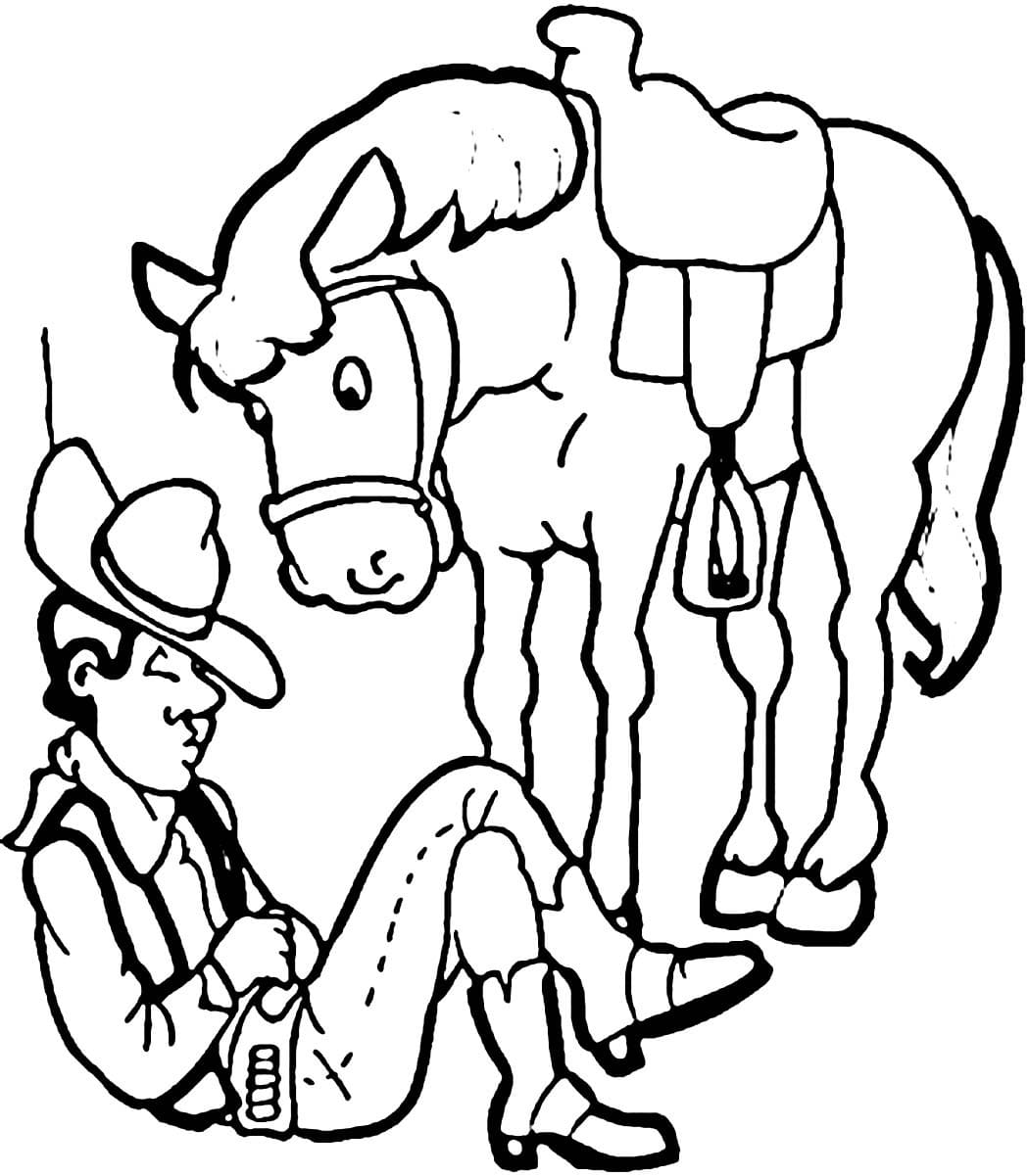 Cowboy Endormi coloring page