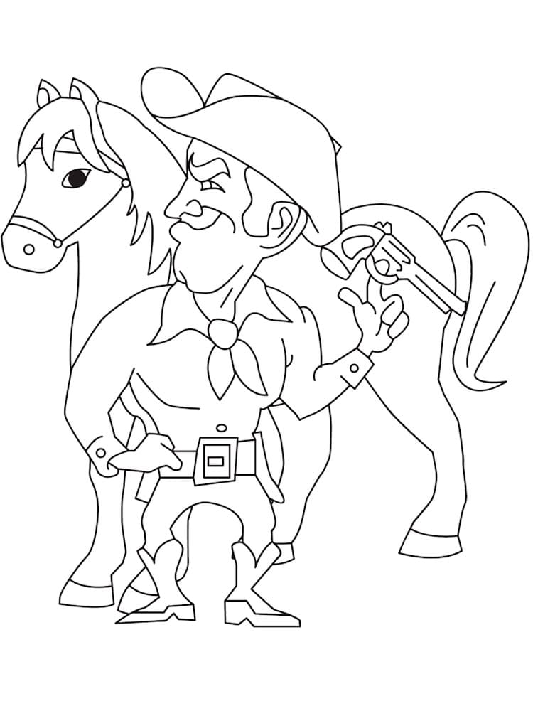 Cowboy et Cheval coloring page