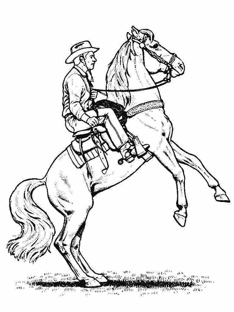 Cowboy Monte à Cheval coloring page