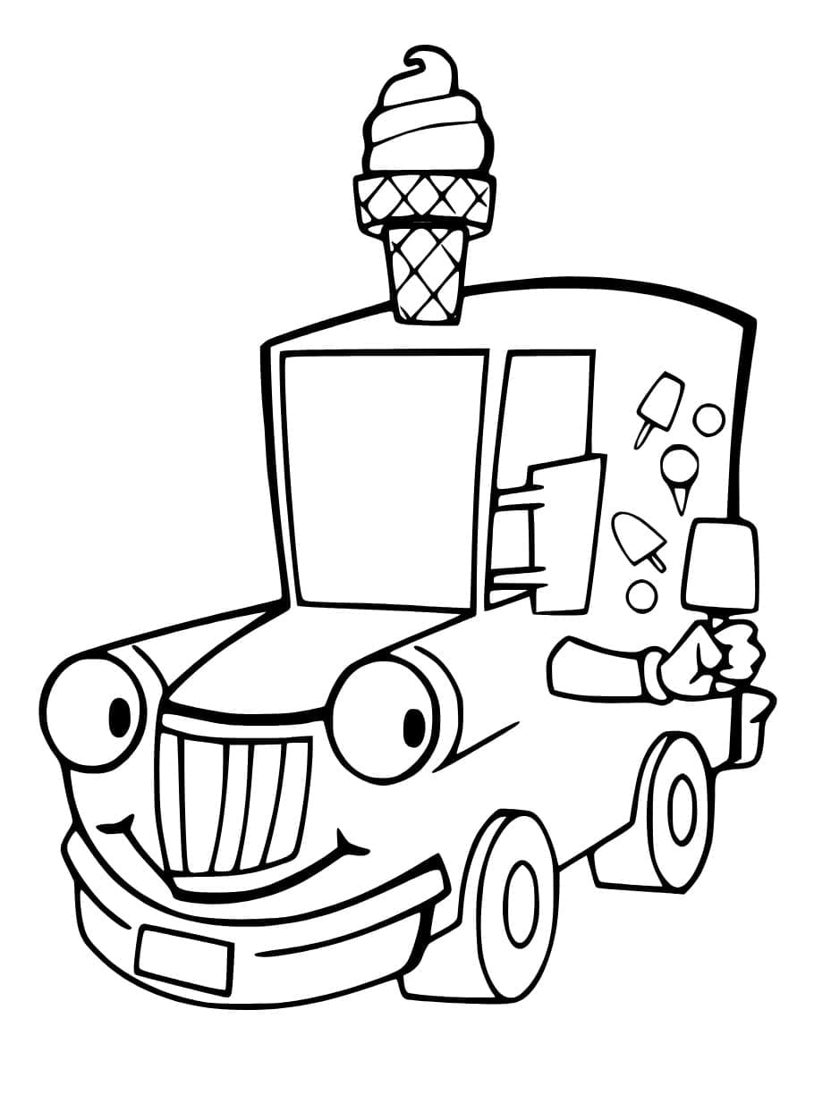 Coloriage Joyeux Camion de Crème Glacée