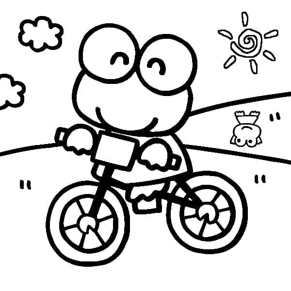 Keroppi Fait du Vélo coloring page