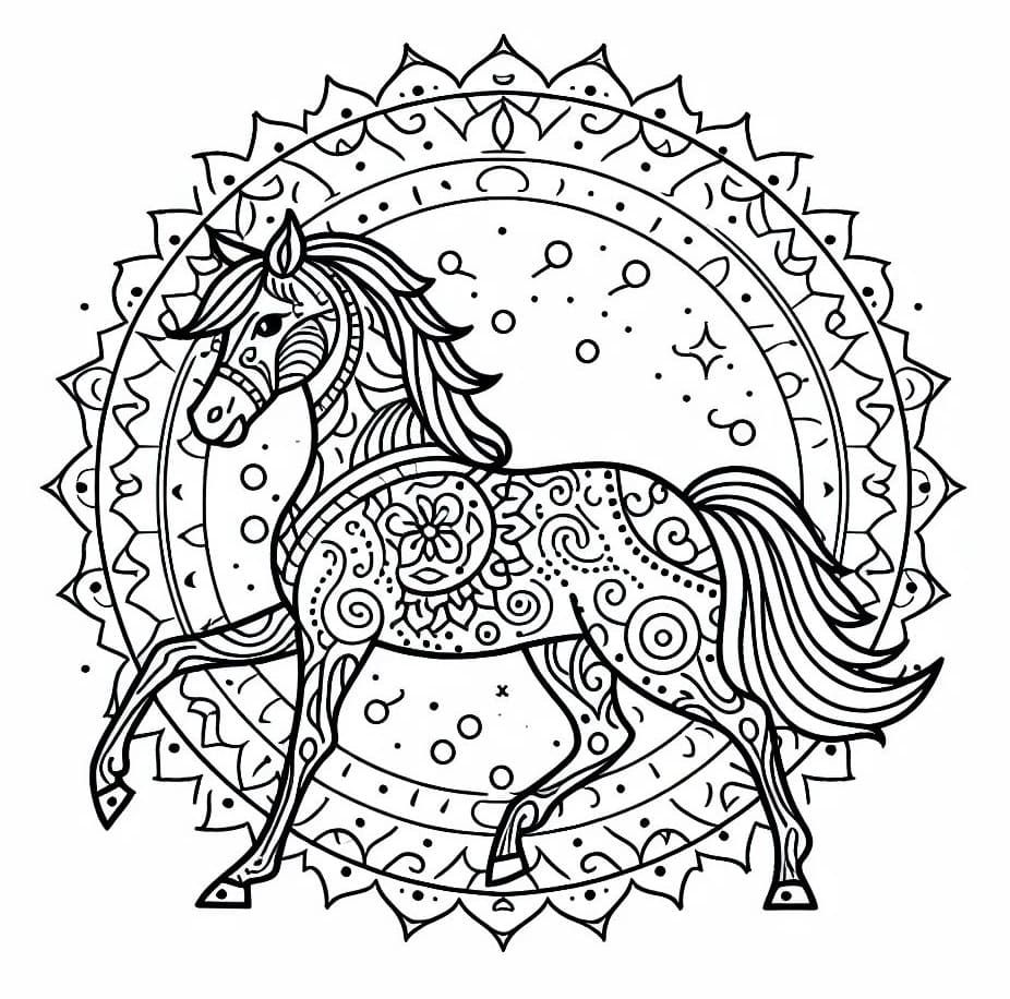 Mandala de Cheval Pour Adultes coloring page