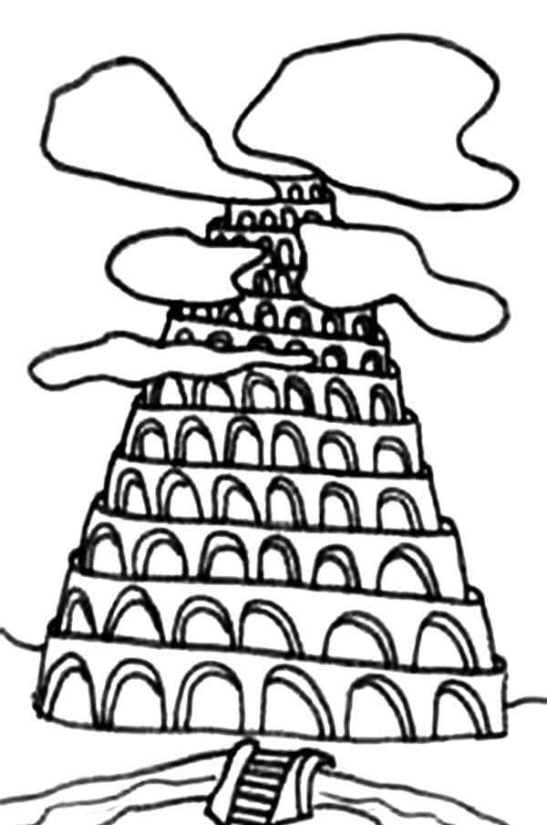 Tour de Babel Pour Enfants coloring page