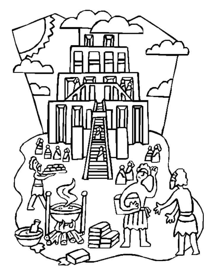 Tour de Babel Pour les Enfants coloring page