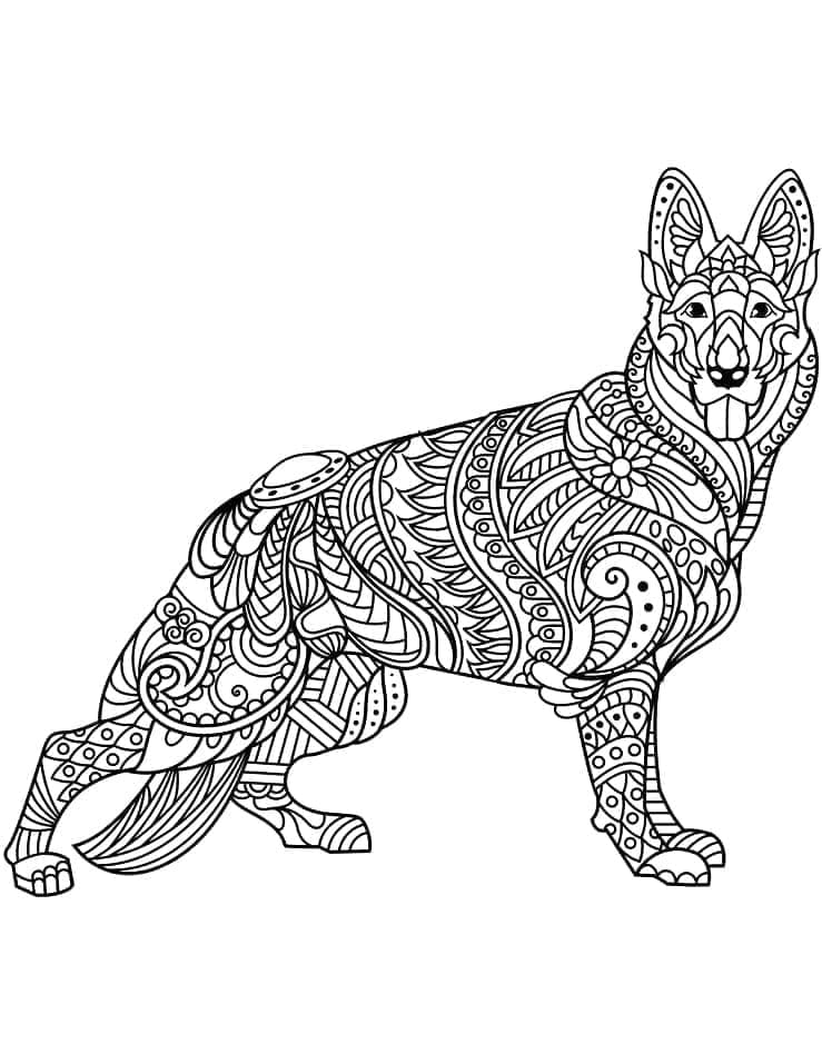 Coloriage Berger Allemand Zentangle