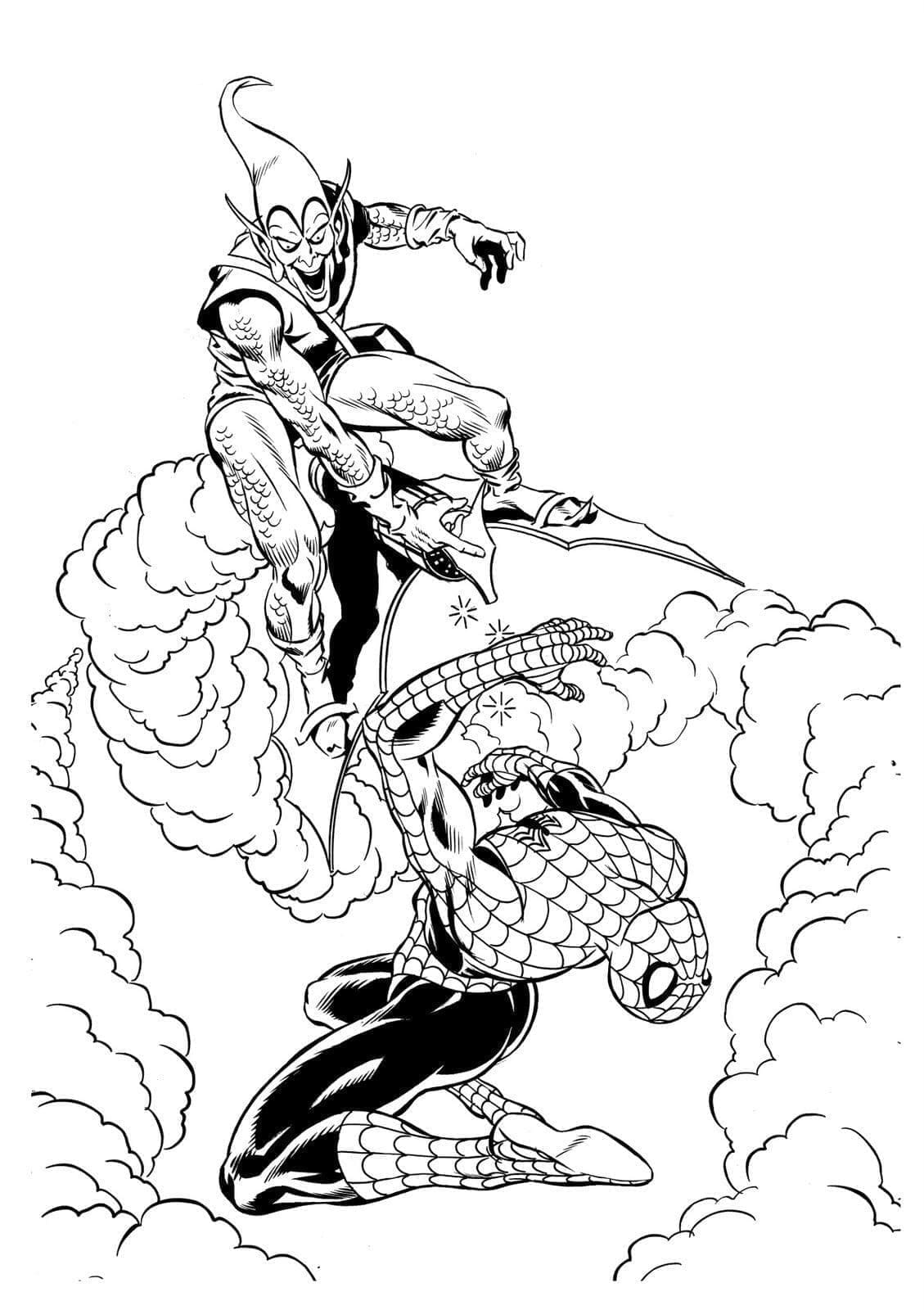 Bouffon Vert et Spider-Man coloring page