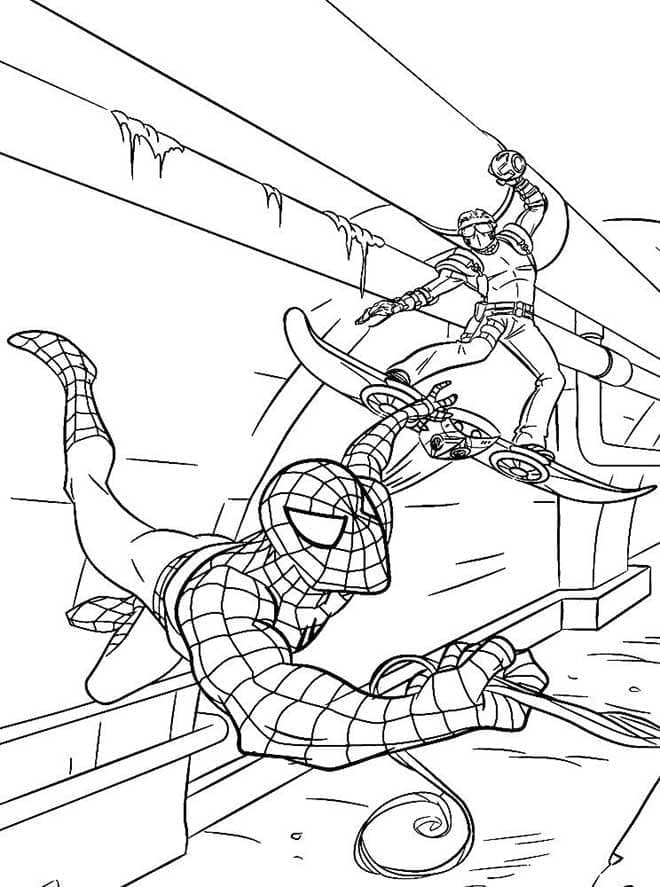 Coloriage Bouffon Vert vs Spider-Man