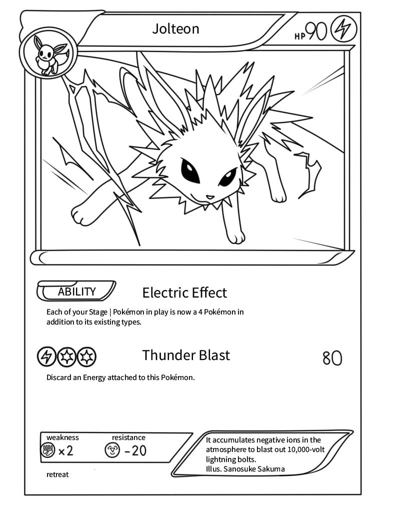 Carte Pokémon Voltali coloring page