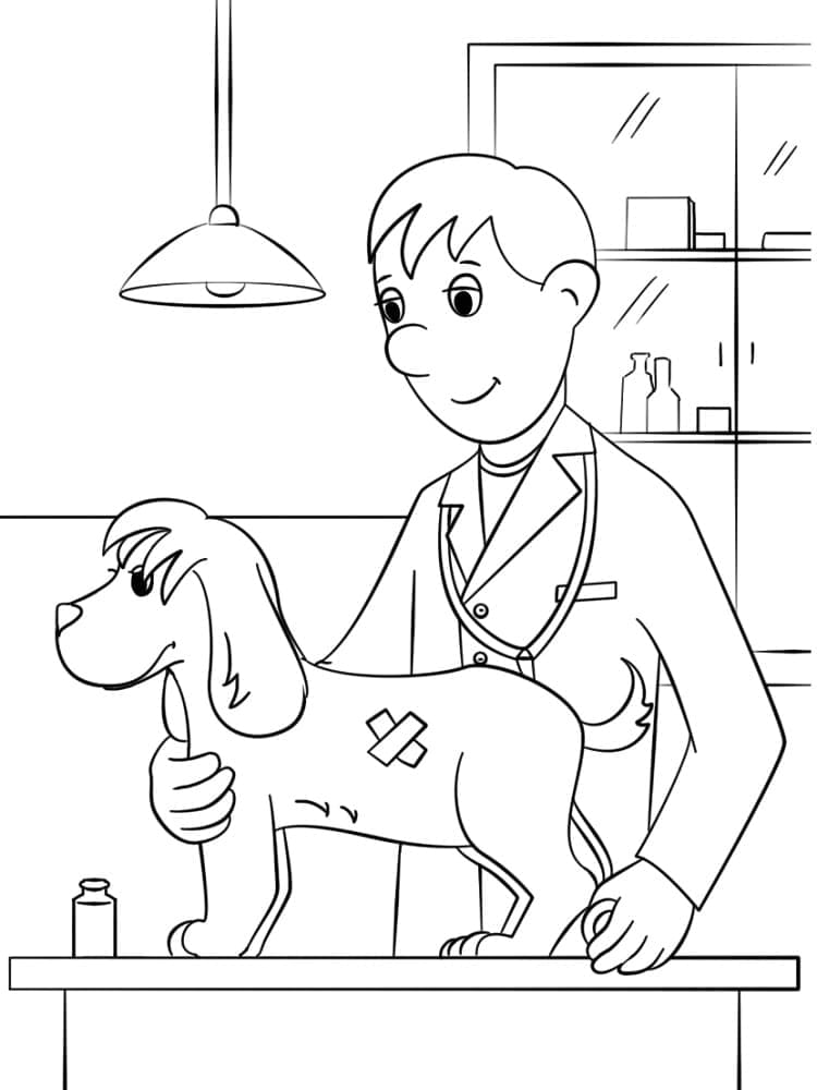 Heureux Vétérinaire coloring page