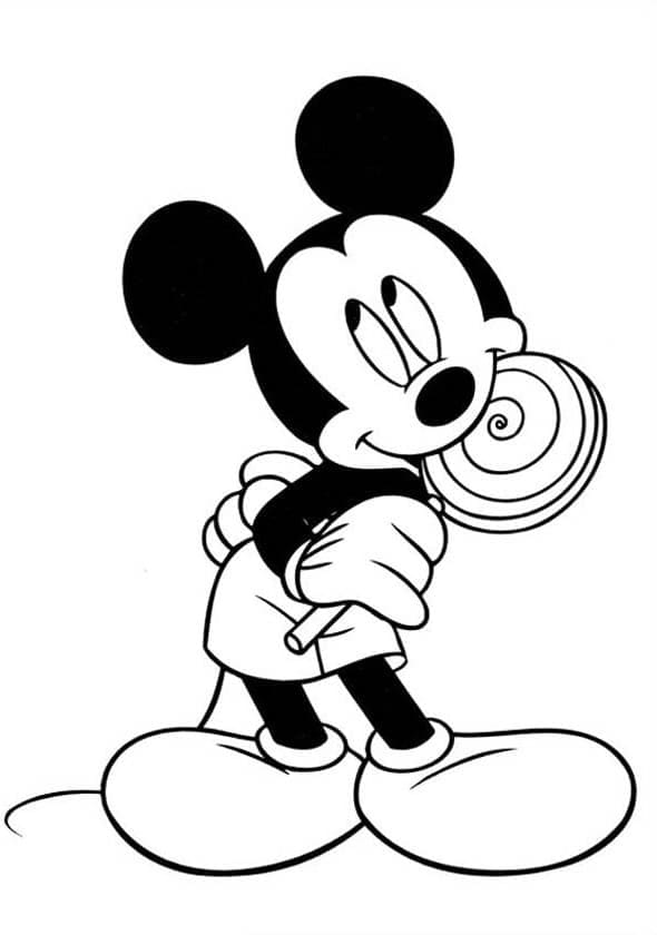 Coloriage Mickey Mouse Mange une Sucette