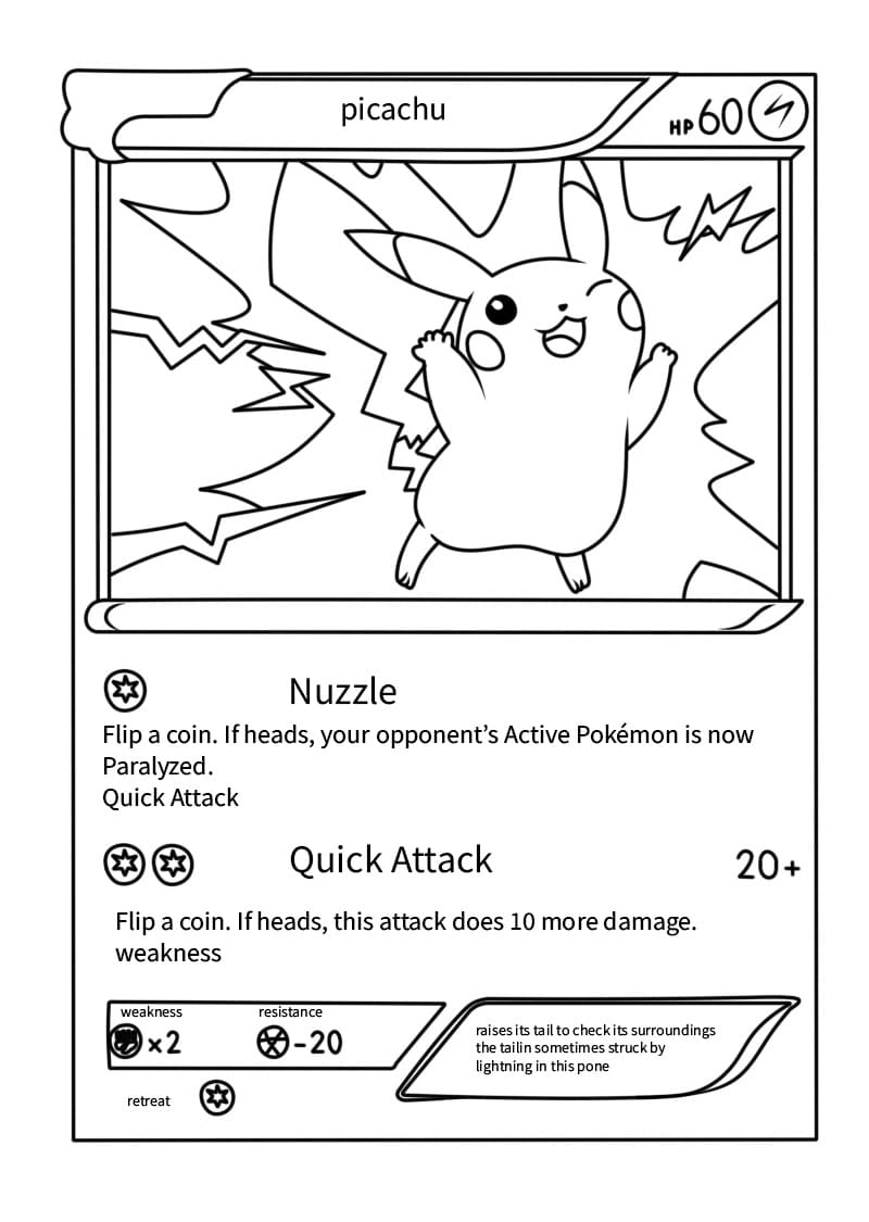 Coloriage Pikachu Carte Pokémon