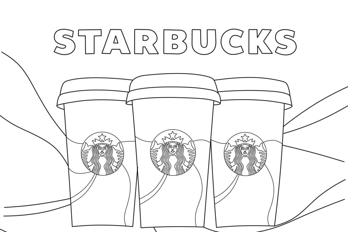 Trois Tasses Starbucks coloring page