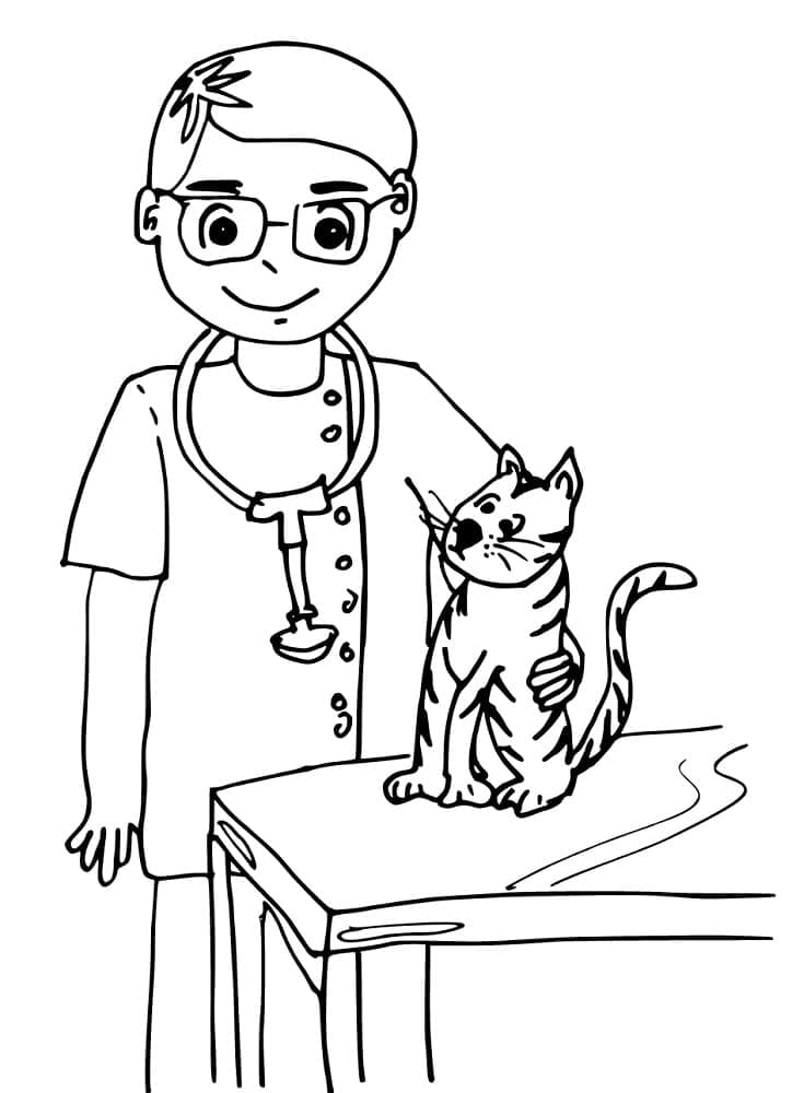 Un Vétérinaire Pour Chats coloring page