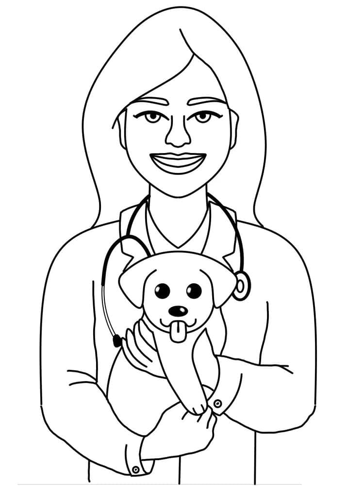 Vétérinaire avec un Chiot coloring page
