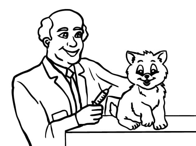Vétérinaire et Chaton coloring page