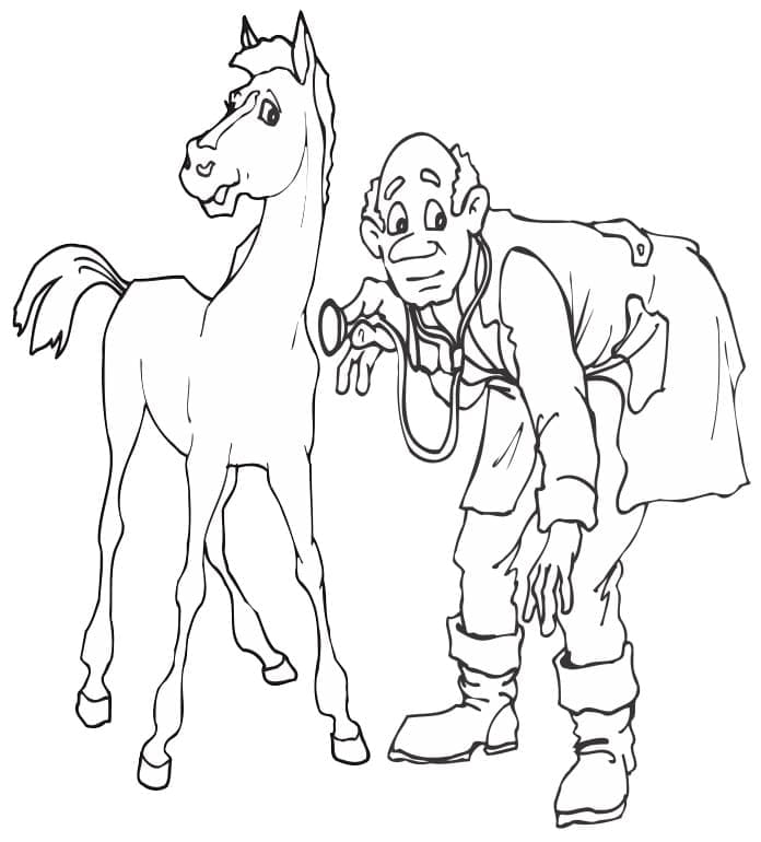 Vétérinaire et Cheval coloring page