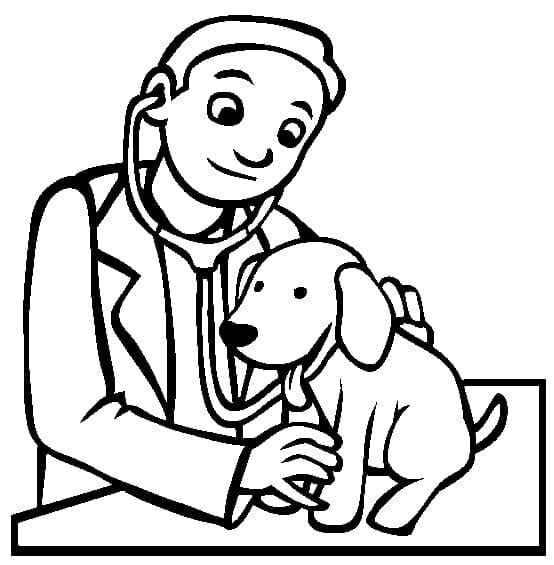 Vétérinaire et Chiot coloring page