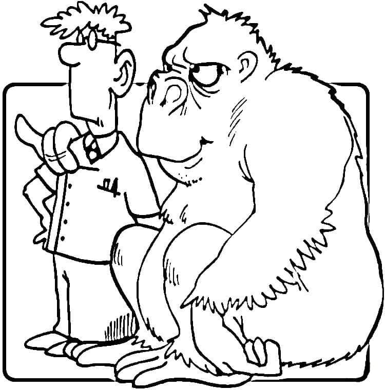 Vétérinaire et Gorille coloring page
