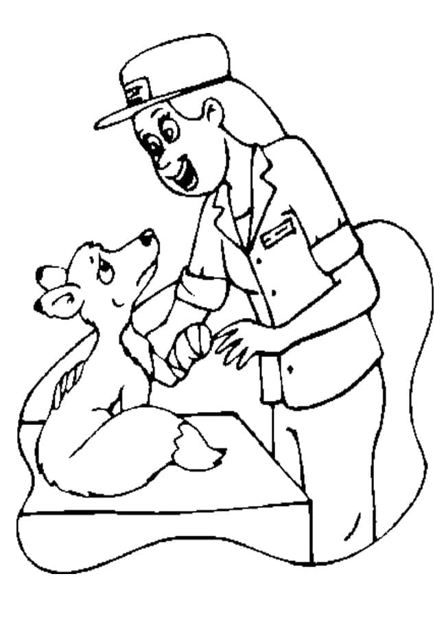 Vétérinaire et Renard coloring page