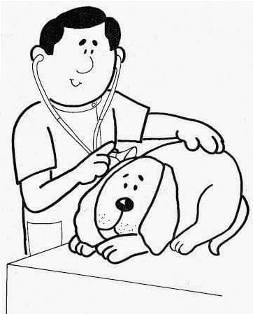 Vétérinaire et un Chiot coloring page
