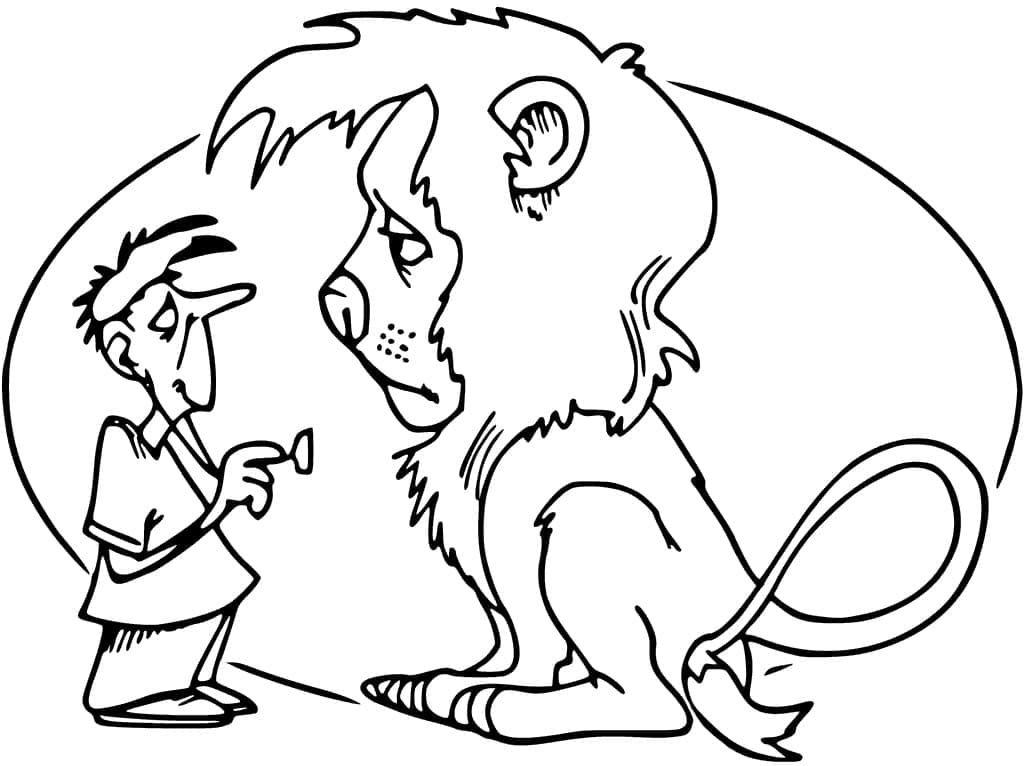Coloriage Vétérinaire et Un Lion