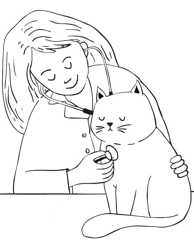 Vétérinaire pour Chats coloring page