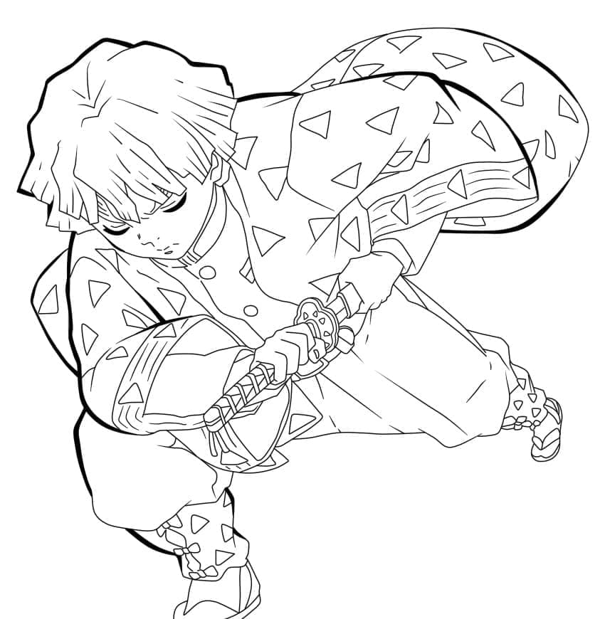Zenitsu avec l’épée coloring page