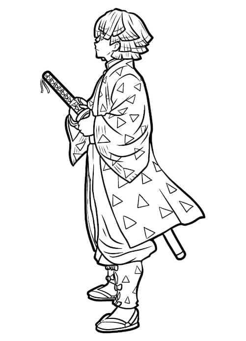 Zenitsu et épée coloring page