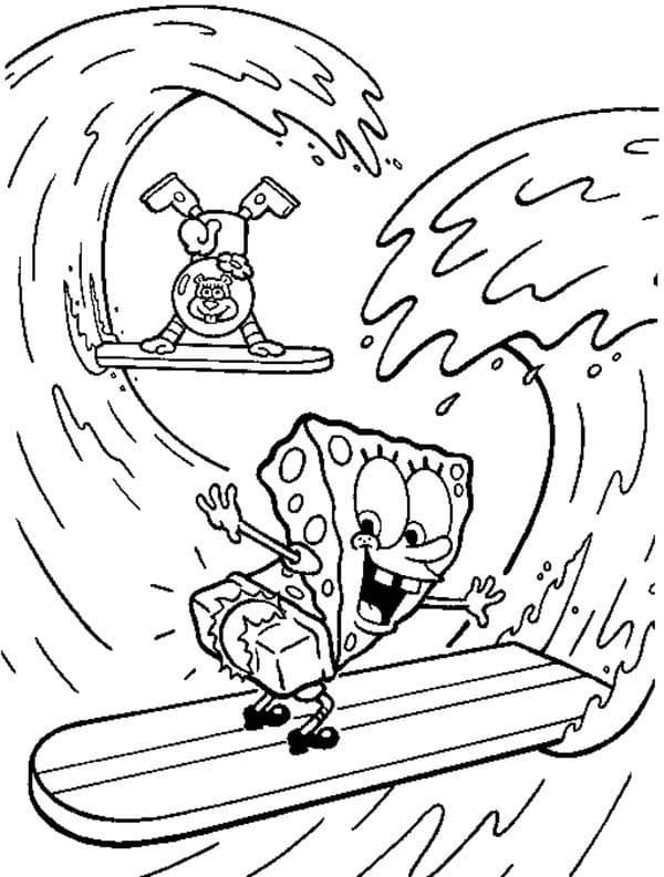 Bob l’éponge surfe coloring page