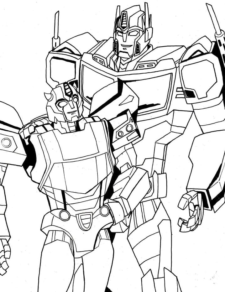 Coloriage Bumblebee et Optimus Prime