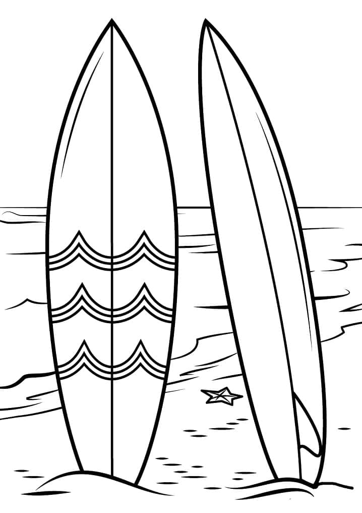 Deux Planches de Surf coloring page