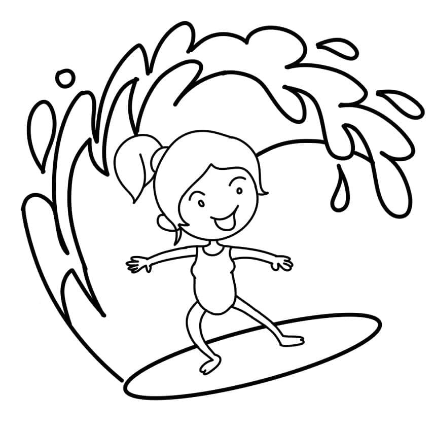 Coloriage Fille de Surf