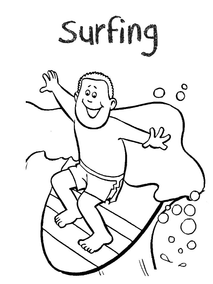 Garçon Surfe coloring page