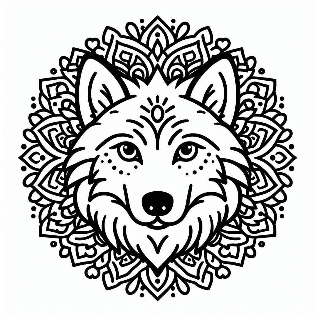 Coloriage Image de Mandala de Loup