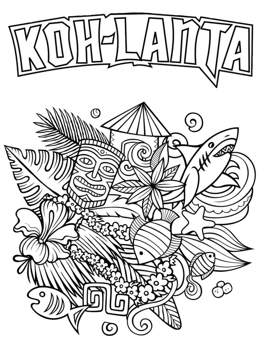 Koh Lanta Émission de Télévision coloring page