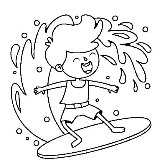 Le Garçon Surfe coloring page