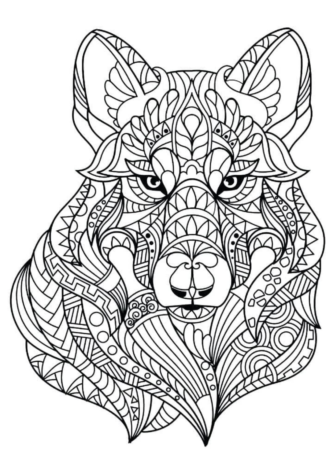 Coloriage Mandala de Base du Loup