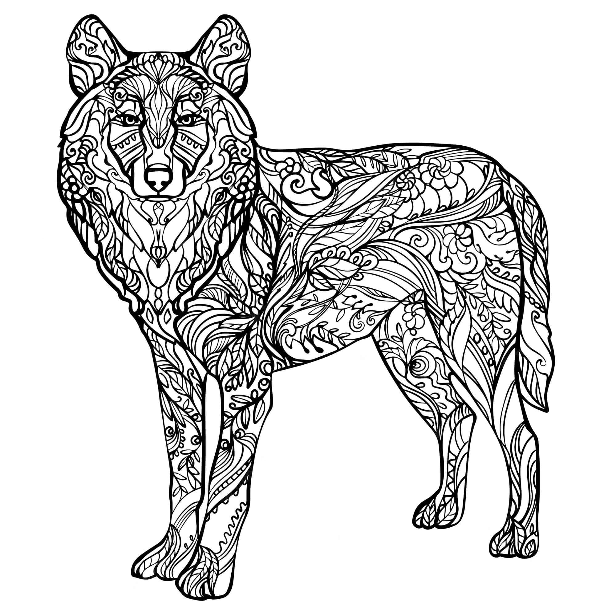 Coloriage Mandala de Loup Fantastique