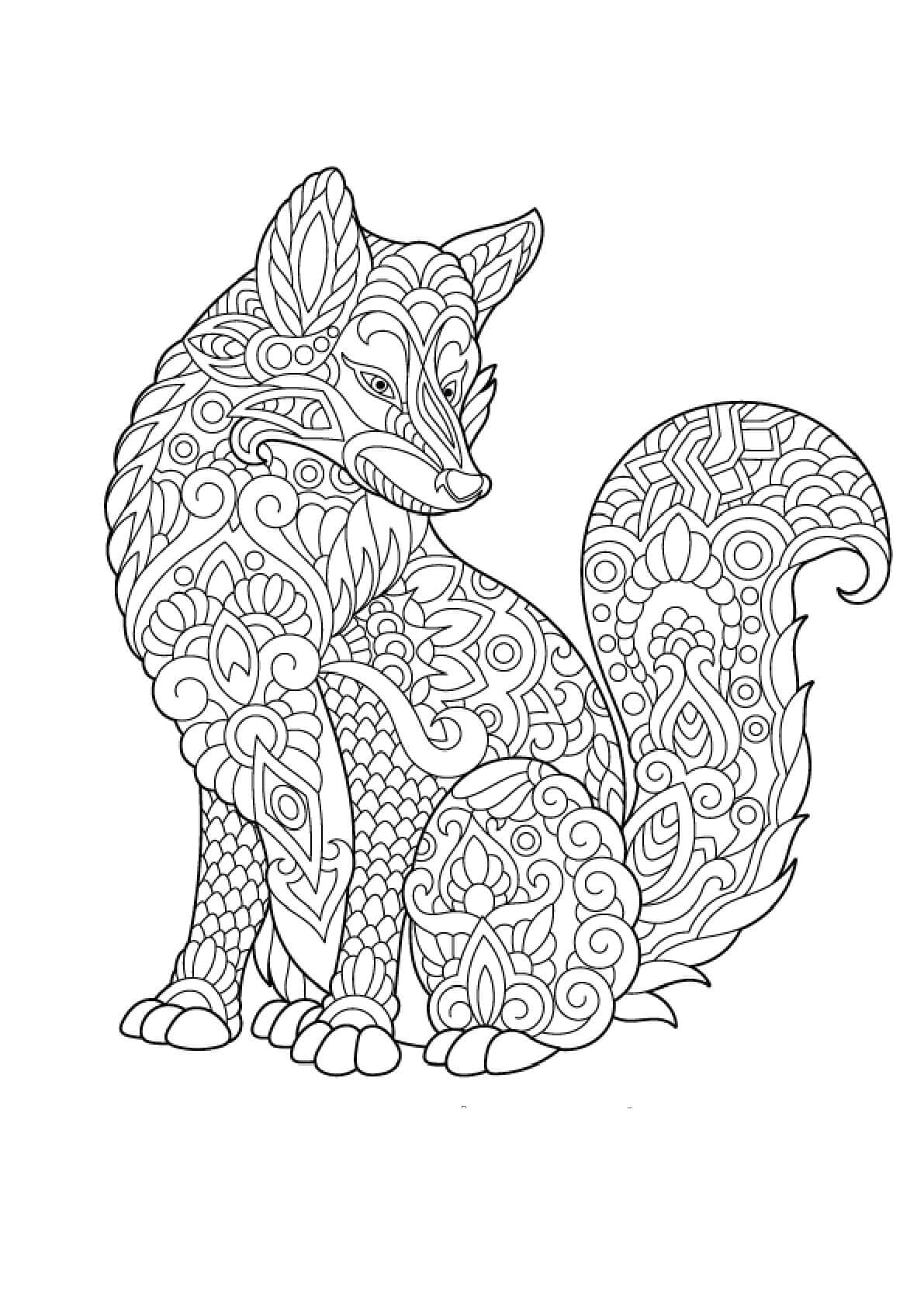 Mandala de Loup Gratuit Pour les Adultes coloring page