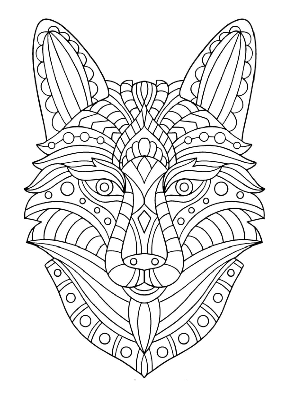 Coloriage Mandala de Loup Gratuit