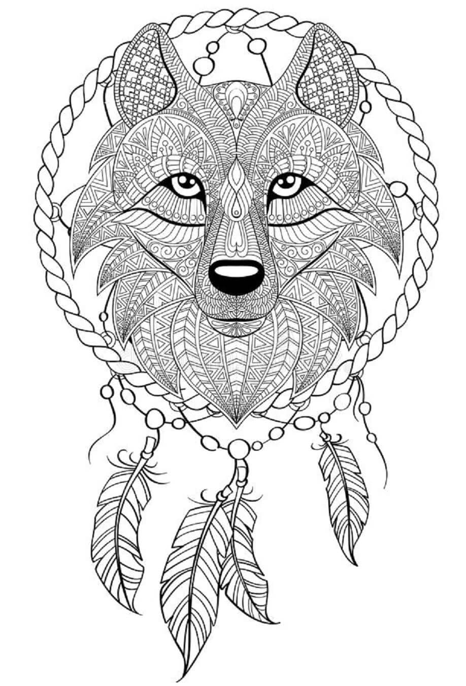 Coloriage Mandala de Loup Imprimable