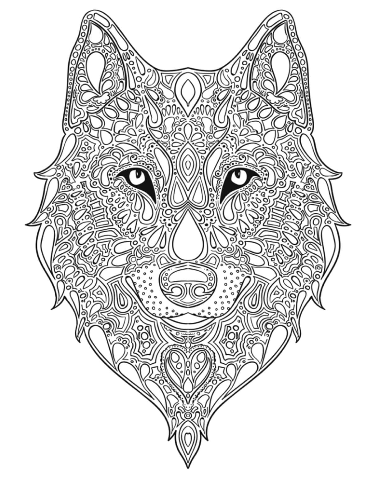 Mandala de Loup Pour Adultes coloring page