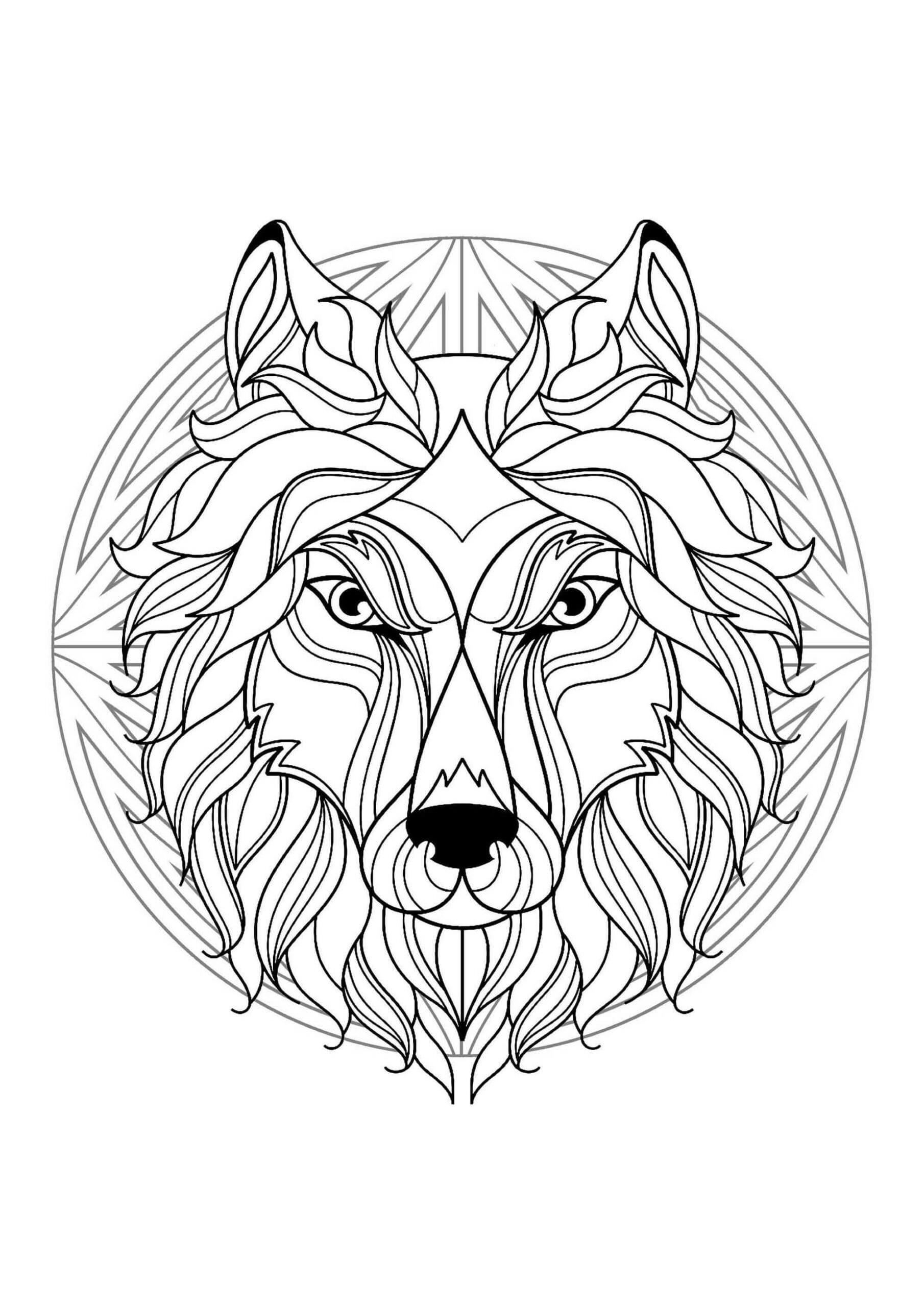 Coloriage Mandala de Loup