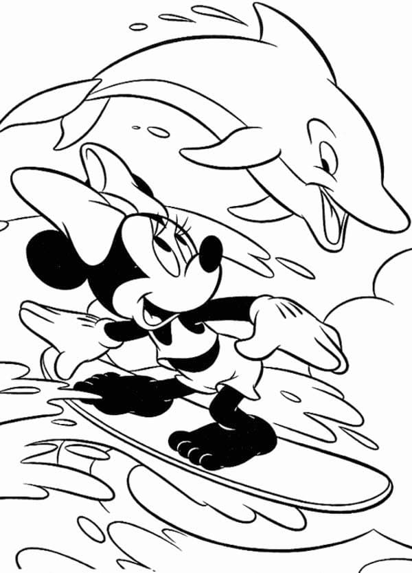 Minnie Mouse Surfe coloring page