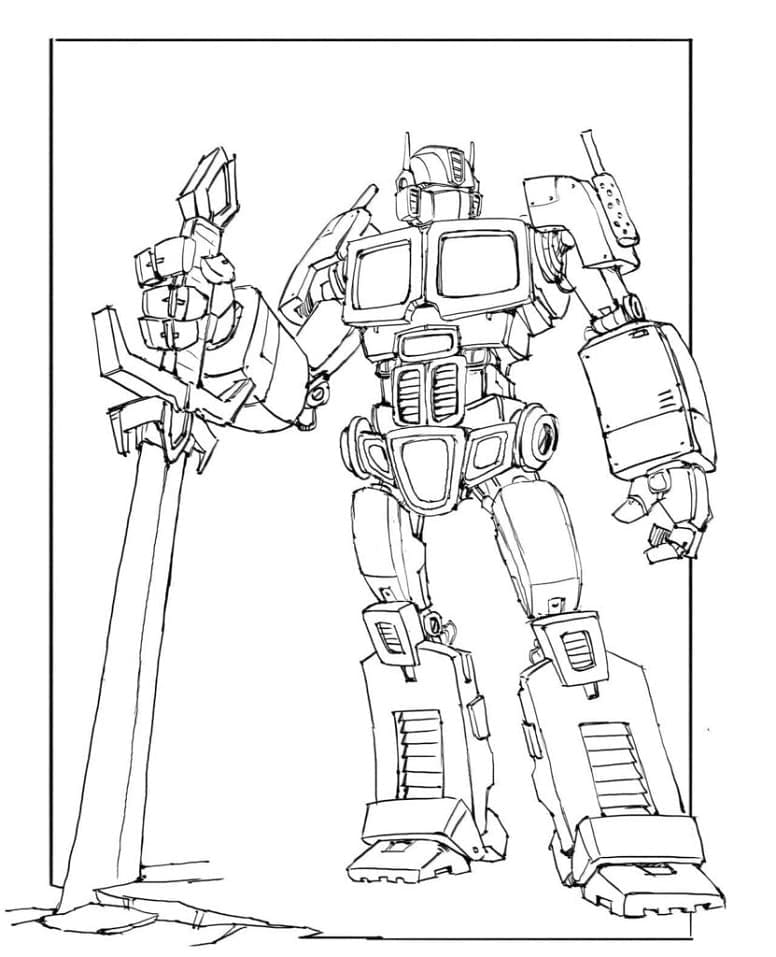 Optimus Prime avec l’épée coloring page