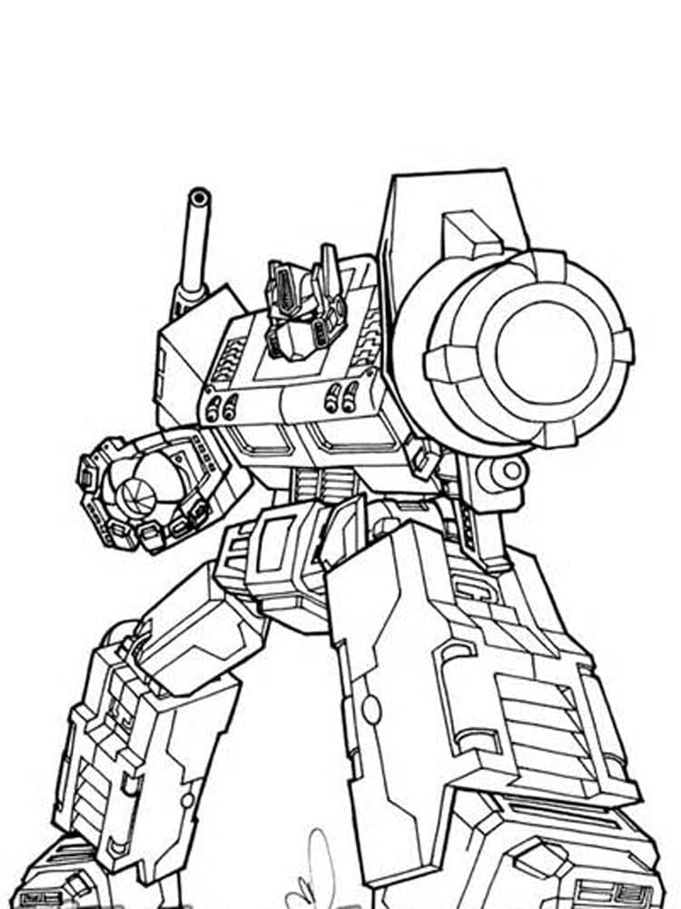 Coloriage Optimus Prime avec un Pistolet