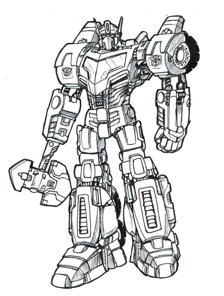 Optimus Prime avec une Hache coloring page