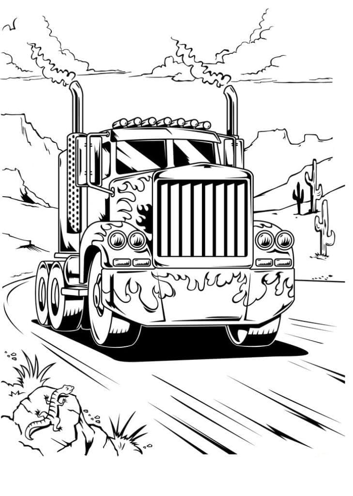Optimus Prime Sur la Route coloring page