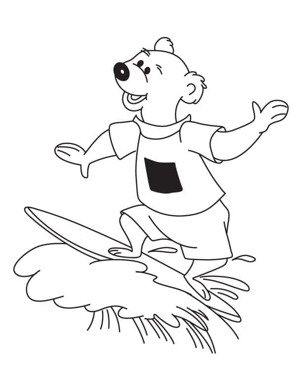 Ours Surfeur coloring page